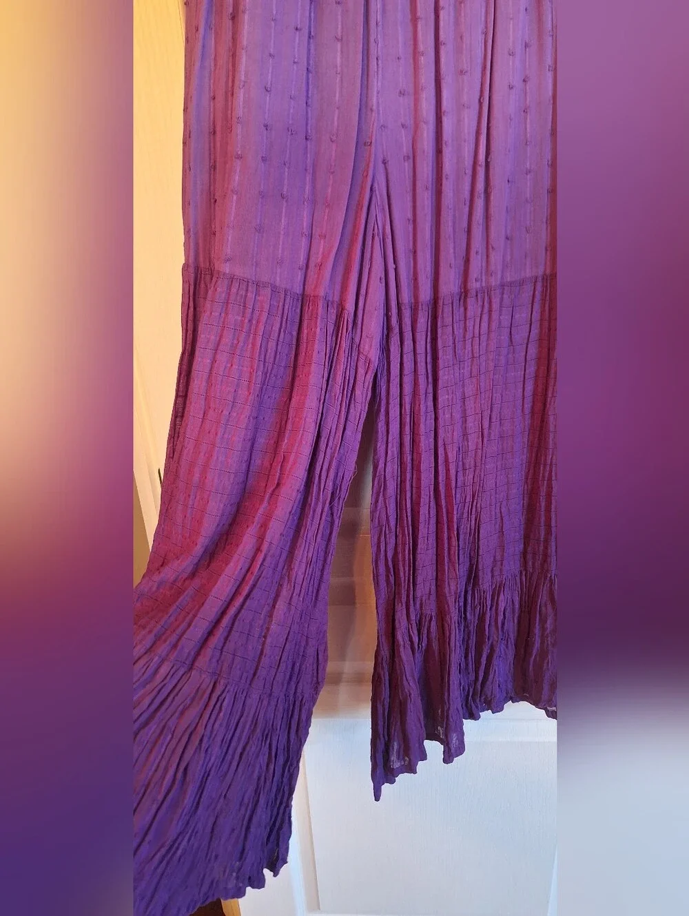 Ombre Set Sleeveless Purple Tie-Hem Tank Top With Matching Pants